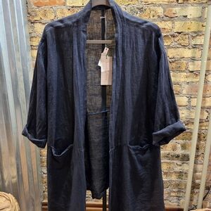 Navy Open Front Cardigan with Pockets